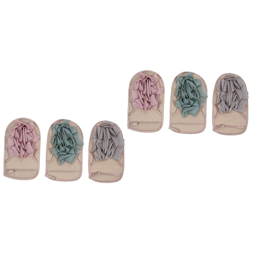 minkissy 6pcs Double-sided Bath Gloves Exfoliating Shower Gloves Body Cleaning Sponge Mitts