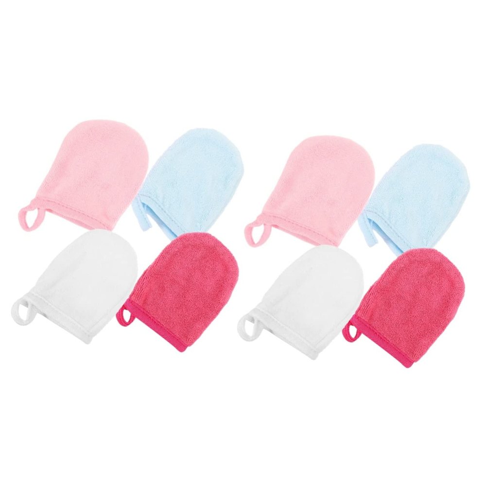 NOLITOY 8pcs Microfiber Mitts for Makeup Removal Gentle Facial Cleaning Gloves Soft and Comfortable for Women Girls