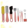 NOLITOY 10pcs Pedicure Tool Set for Home Use Foot Scraper and File for Dead Skin Removal Ergonomic Design Pink Nail Care Kit for Smooth Feet view 2