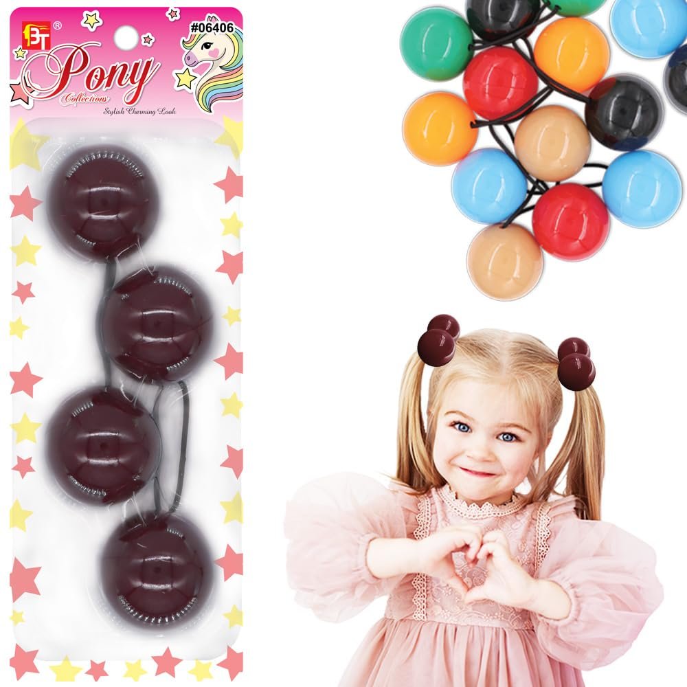 2 Pcs 42mm Large Ball Knockers Hair Ties Ponytail Holders Hair Accessories for Girls Kids Toddler (Burgundy)