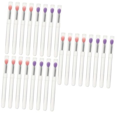 balacoo 24pcs Eyeshadow Applicators with Lid Transparent Handle Cover for Lipstick and Eyeshadow Application Travel-friendly Makeup Tools for Professional Personal Use