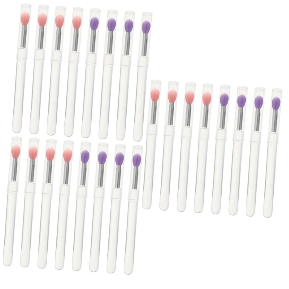 balacoo 24pcs Eyeshadow Applicators with Lid Transparent Handle Cover for Lipstick and Eyeshadow Application Travel-friendly Makeup Tools for Professional Personal Use