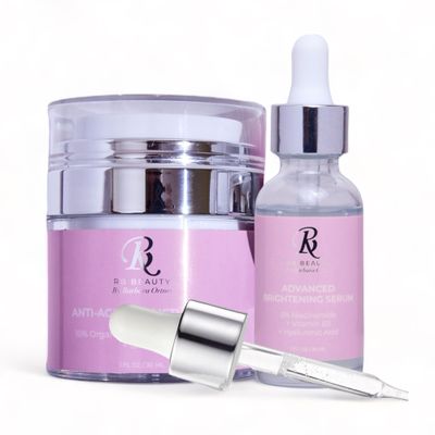 Advanced Brightening Serum + Anti-Aging Moisturizer. Lightweight Hydrating Serum Powerful Anti-Aging Moisturizer to Improve Skin Tone, Texture & Moisture