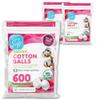 Simply Soft Premium Organic Cotton Balls, 600 Count (3 Bags) 100% Pure Cotton, Certified Organic, Hypoallergenic, Large, Soft & Absorbent for Beauty, Cosmetics, Skin Care, Lint Free view 1