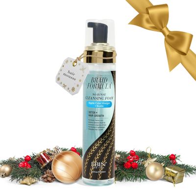 Braid Formula No-Rinse Cleansing Foam - Removes Build-Up, Dirt, Oil from Braids, Twists, Locs | Refresh & Detoxify Scalp | Fast Drying | Stimulate Hair Growth | Apple Cider Vinegar + Biotin Infused
