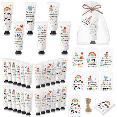 Dimsile 24 Set Christmas Teacher Appreciation Gifts Hand Cream Set Moisturizing Hand Lotion Thank You Teacher Gifts Travel Size with Cards Organza Bags for Dry Cracked Mother's Day