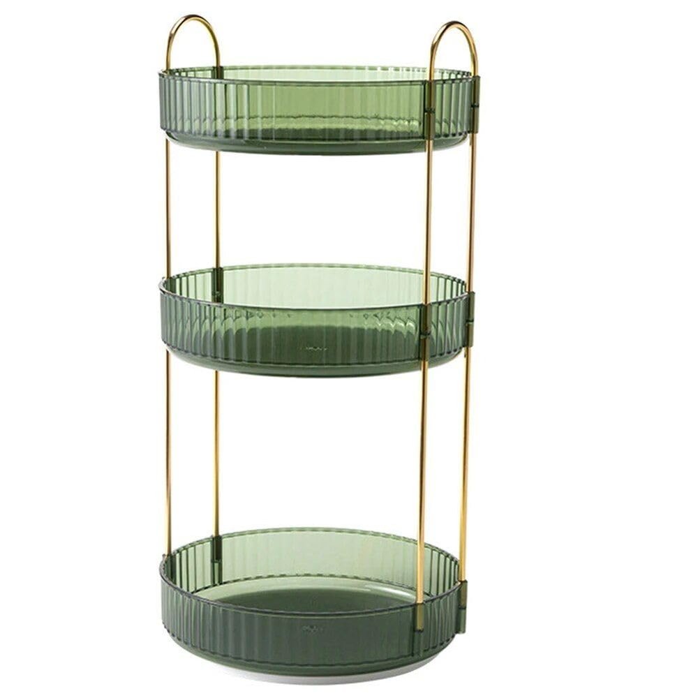 360 Rotating Multi-Layer Makeup and Perfume Organizer Three layers Green