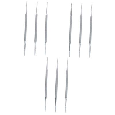 FRCOLOR 9pcs Stainless Steel Cuticle Peeler and Nail Cleaner Double-sided Toenail Remover Tools for Home Salon -skid Handle for Easy