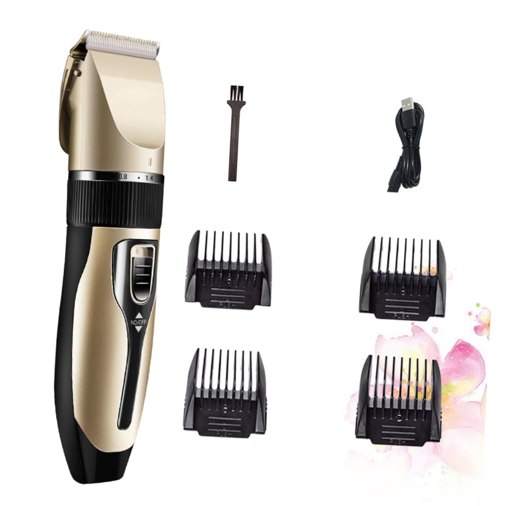 FRCOLOR 1set Rechargeable Hair Clippers Set Professional Low Noise Hair Trimmer for Adults and Boy Girl USB Charging Compact and Lightweight Design Golden