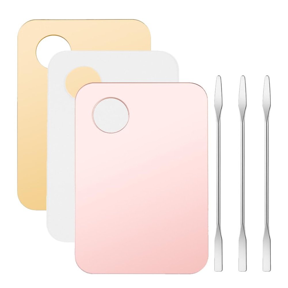 FOMIYES 3sets Makeup Mixing Palette with Spatulas of Color Mixing Plates for Foundation Blush More Makeup Tools for Professional Looks