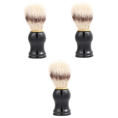 FOMIYES 3pcs Men's Shaving Brush Comfortable Handle Bristles for Beard Care and Cleansing Grooming Tool for Daily Use Black