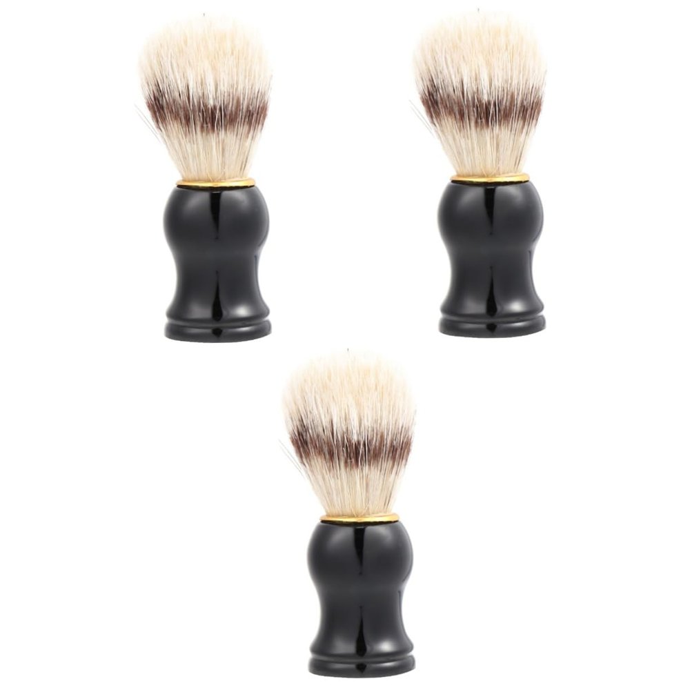 FOMIYES 3pcs Men's Shaving Brush Comfortable Handle Bristles for Beard Care and Cleansing Grooming Tool for Daily Use Black