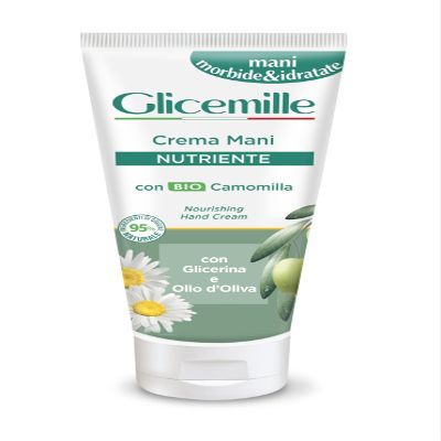 Glicemille Nourishing Hand Cream with Chamomile, Glycerin and Olive Oil, 100 ml (3.3 Fl Oz), 1 unit - Made in Italy