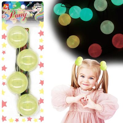 2 Pcs 42mm Large Ball Knockers Hair Ties Ponytail Holders Glow in the Dark Hair Accessories for Girls Kids Toddler (Neon)