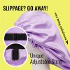 PARISBELLA Reversible Silk Satin Bonnet For Sleeping, Adjustable Sleep Cap for Curly Hair, Chic Hair Wrap With Scrunchy, Lavender, Large, Pack of 1 view 4