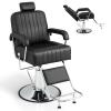 Giantex Reclining Barber Chair - Salon Chair for Hair Stylist, Recline Backrest, 360 Degrees Swivel, Height Adjustment, Heavy Duty Hydraulic Pump, Spa Equipment Tattoo Chair Makeup Station (Black) view 1