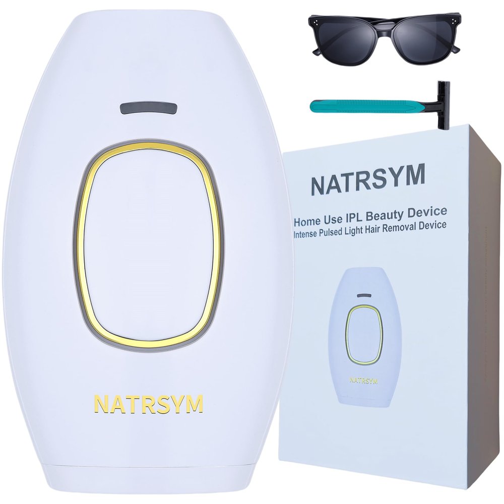 NATRSYM Hair Removal Device for Women and Men, IPL Laser Hair Removal Device with 5 Energy Levels, for Face, Arms, Legs, Bikini Line, Underarms, and Body, White