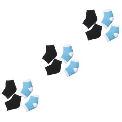 BESPORTBLE 6pairs Gel Ankle Socks for Cracked Heels Breathable Foot Care Sleeves Design Sky White Black for and