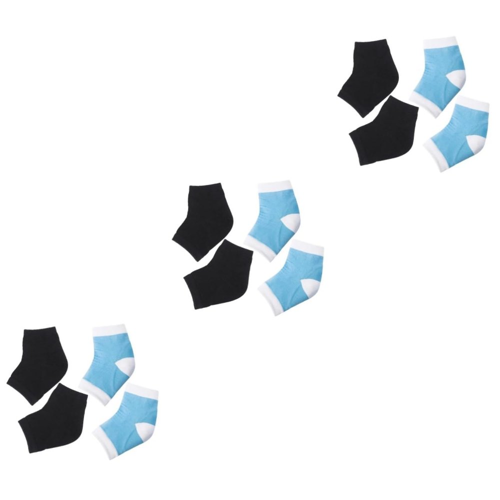 BESPORTBLE 6pairs Gel Ankle Socks for Cracked Heels Breathable Foot Care Sleeves Design Sky White Black for and