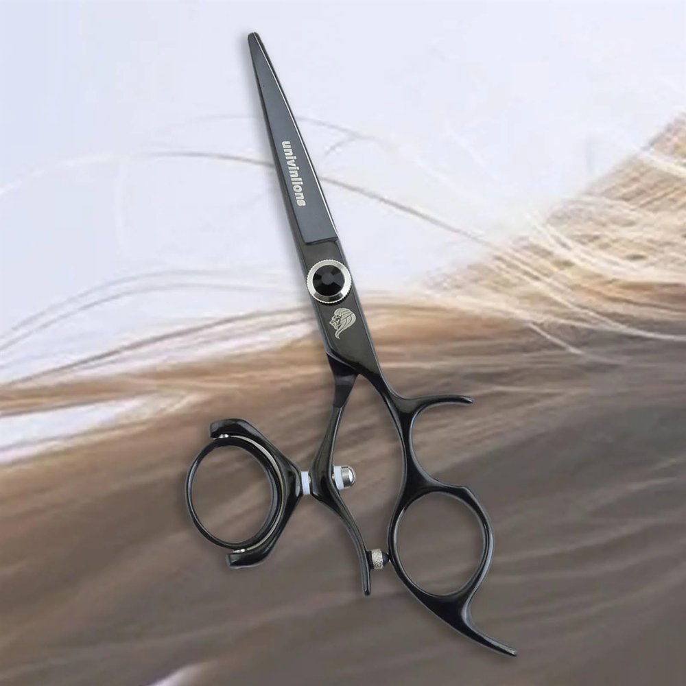 5.5" Swivel Thumb Hair Cutting Shears Japanese Hairdressing Scissors Flying Shears Rotary Hair Cutting Scissors Rotating Straight Clippers Finishing Trimmers