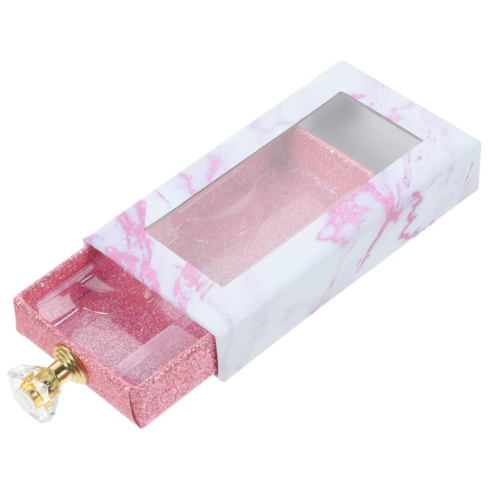 balacoo Faux Eyelash Storage Box with Clear Window Drawer Container for Fake Lash Organization Handle for Beauty Shops and Personal Use