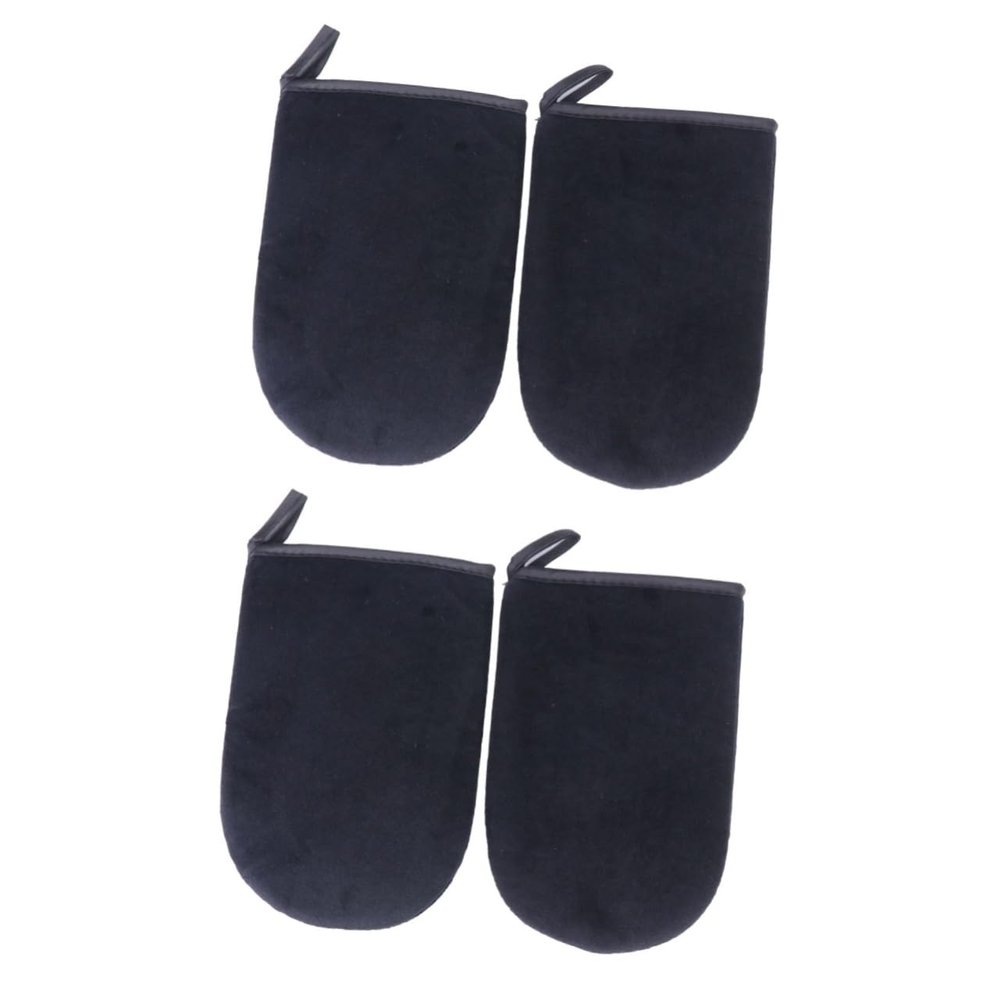 FOMIYES 4pcs Self Tanning Applicators Black Tanning Mitts for Even Application of Soft and Comfortable for Men and Women
