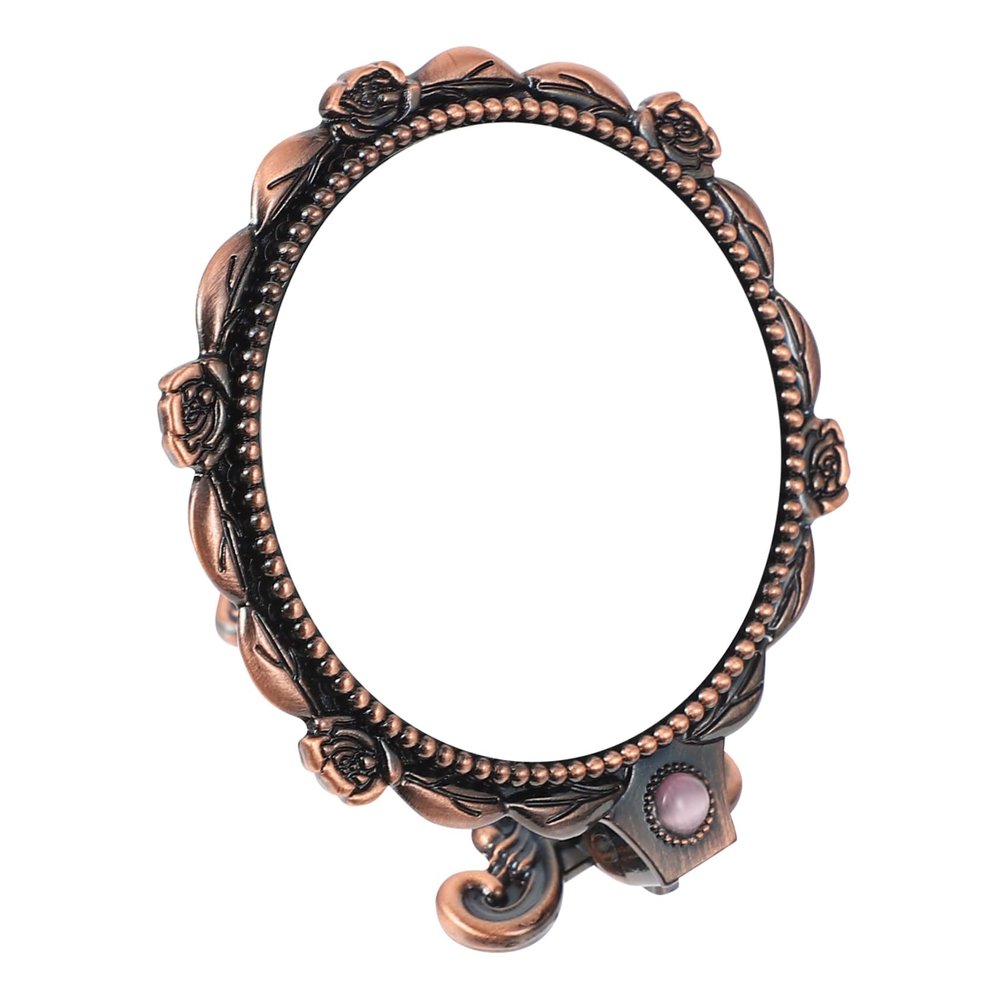 NOLITOY Vintage Handheld Pocket Mirror Embossed Flower Design Foldable Mini Cosmetic Mirror for Travel Lightweight and Portable Makeup Accessory for Christmas and Valentine Day