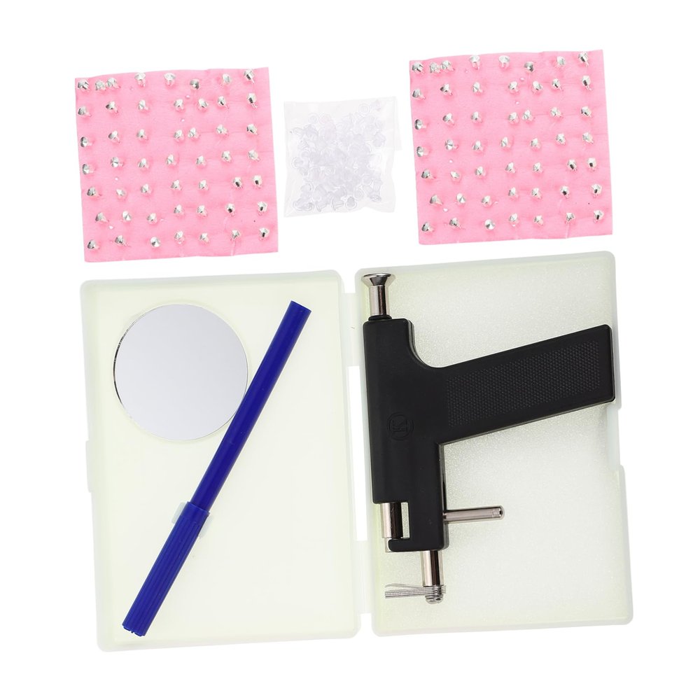 BIUDECO 1set Ear Nose Piercing Machine Kit Stainless Steel Ear Piercer and for Safe and Convenient Self-piercing