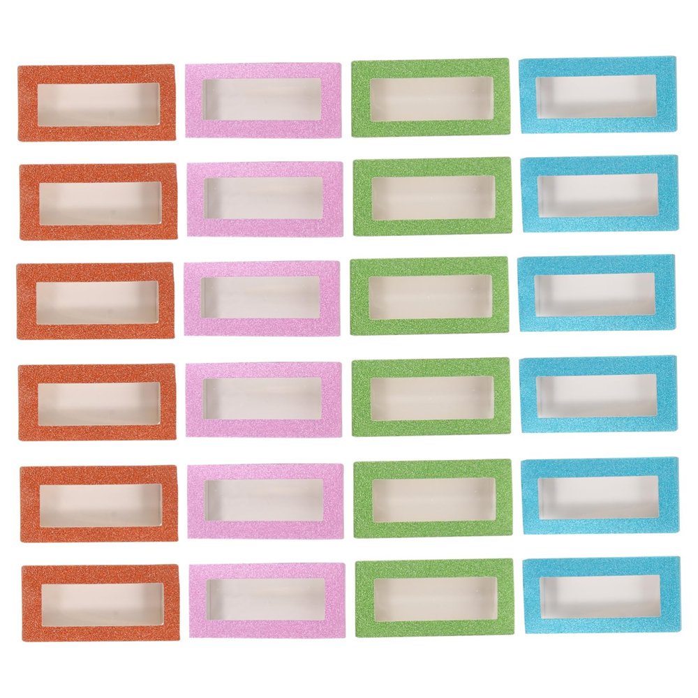 NOLITOY 24pcs Empty False Eyelash Storage Box Window Lightweight Lash Organizer for Easy Viewing and Travel Includes Each of Colors