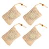 FOYTOKI 4pcs Soap Net Pouches for Foaming and Drying Cotton Linen Drawstring Soap Bags for Home Bathing and Storage Clip view 1