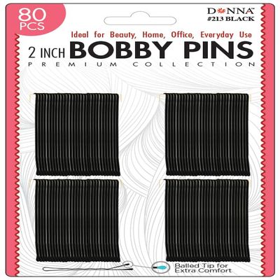 Donna 2-Inch Bobby Pins - 80PCS Hair Clips and Hair Ties Set for Professional Use - Durable and Secure Hair Accessories for Stylish Updos and Everyday Hairstyles