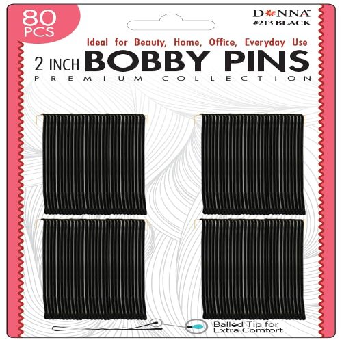 Donna 2-Inch Bobby Pins - 80PCS Hair Clips and Hair Ties Set for Professional Use - Durable and Secure Hair Accessories for Stylish Updos and Everyday Hairstyles
