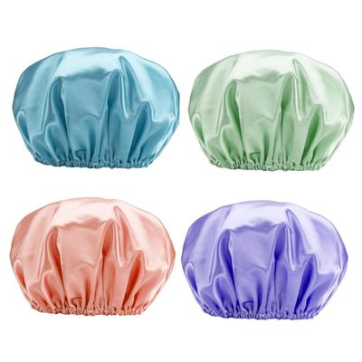 balacoo 4pcs Women Hair Protective Bathing Cap Bath Cap Shower Head Coverings for Women Reusable Hat