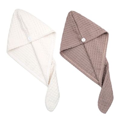 DOITOOL 2pcs Supple Hair Drying Hat Super Absorbent Hair Towel Wraps Quick Drying Bath Towels and