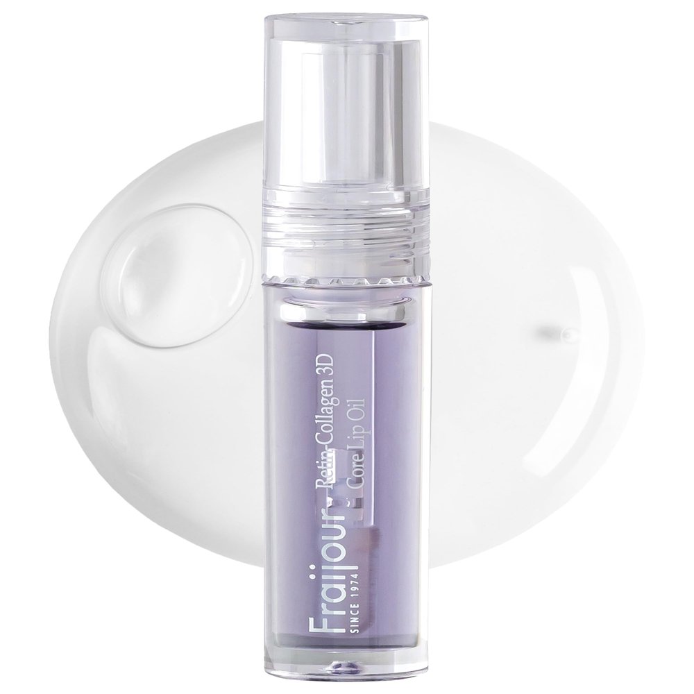 Fraijour Retin-Collagen 3D Core Lip Oil  Hydrating Lip Oil with Jojoba, Rosehip & Macadamia, Plumps & Firms Lips, Non-Sticky, Anti-Aging with Bakuchiol, Revives Natural Lip Color, 0.11 fl. oz.