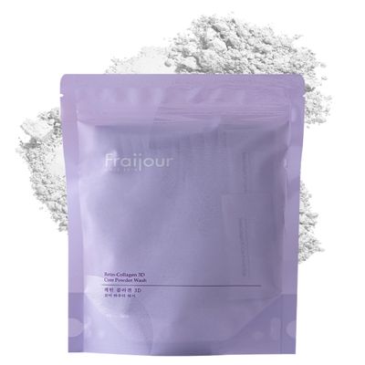 Fraijour Retin-Collagen 3D Core Powder Wash  Exfoliating Powder Cleanser with Papain & 7 Collagens, Tightens Pores, Smooths Skin, Anti-Aging, For Oily & Acne-Prone Skin, 30 Packets, 0.04 oz. each