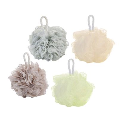 NOLITOY 4pcs Solid Color Mesh Bath Ball Pouf for Exfoliating Skin Convenient Bath Accessories White Green Grey Blue Khaki