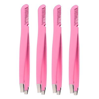 Beatifufu 4pcs Eyebrow Tweezers Professional Hair Tweezers for Eyebrows Comb and Clips