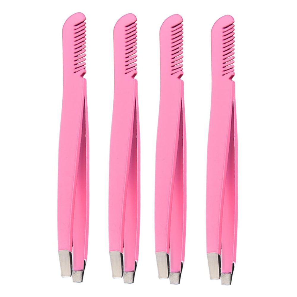 Beatifufu 4pcs Eyebrow Tweezers Professional Hair Tweezers for Eyebrows Comb and Clips