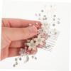 Beatifufu Wedding Headpiece Pearl Hair Comb Bridal Insert Comb Pearl and Diamond Hairpin view 3