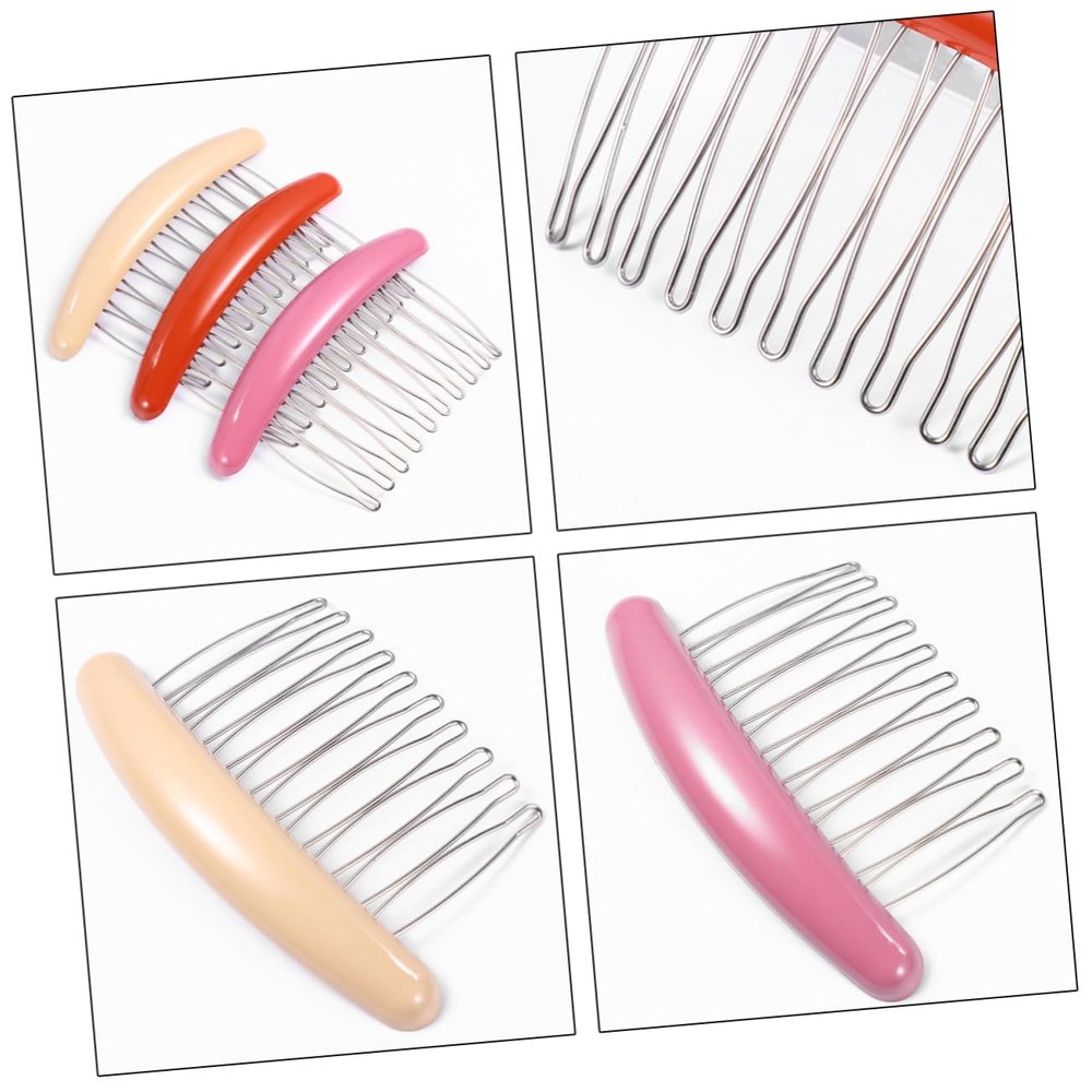NOLITOY 3pcs Non-slip Hair Side Combs for Women Girls Fashion Hair Accessories for Elegant Hairstyles Orange Pink Beige Parties Everyday Use