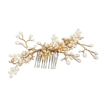 Beatifufu Bridal Pearl Rhinestone Flower Hairpin Comb for Wedding Elegant Hair Accessories Random Style
