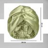 Atrube's Silk Satin Hair Bonnet Reversible Sleep Cap with adjustable tie band free Shower Cap, Reusable waterproof elastic bathroom cap And Scrunchies Silk bonnet for hair (Green) view 3