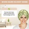 Atrube's Silk Satin Hair Bonnet Reversible Sleep Cap with adjustable tie band free Shower Cap, Reusable waterproof elastic bathroom cap And Scrunchies Silk bonnet for hair (Green) view 4