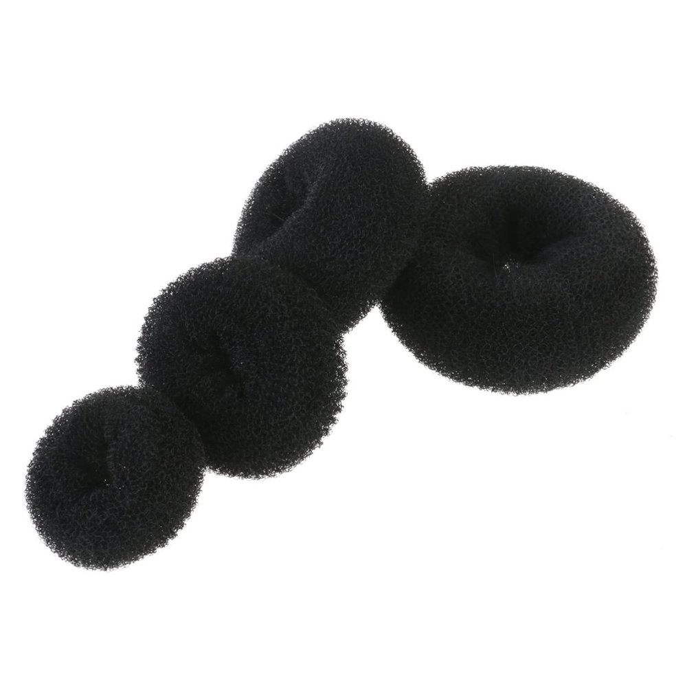 Beatifufu 4pcs Hair Bun Maker Small Medium Large Plus Large Easy to Use Hair Donut Styling Tool for Neat Updos Daily Styles for Weddings Proms and Dance Black