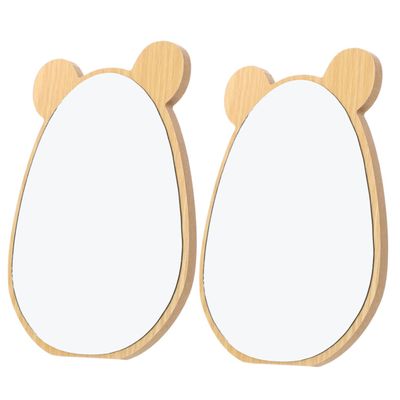 DOITOOL Desk Makeup Mirror Wooden Vanity Mirror Set of 2 Small Mirrors for Office Bedroom Dressing Table Makeup Mirrors