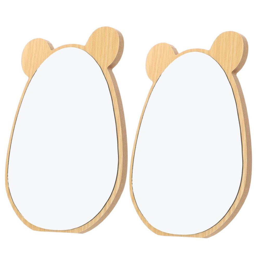 DOITOOL Desk Makeup Mirror Wooden Vanity Mirror Set of 2 Small Mirrors for Office Bedroom Dressing Table Makeup Mirrors