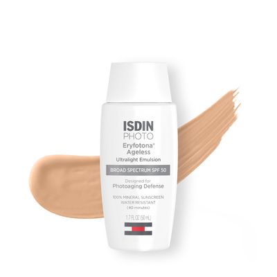 ISDIN Eryfotona Ageless Tinted Mineral Sunscreen for Face, SPF 50 Zinc Oxide Formula Helps Repair Sun Damage, 1.7 Fl.Oz. Travel-Size Tube, Water Resistant and Non-comedogenic