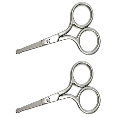 Speert SC2041E Manicure Round Tip Scissors 2 Pack Stainless Steel Pedicure Facial Hair Nose Grooming Nails Eyebrow Eyelash