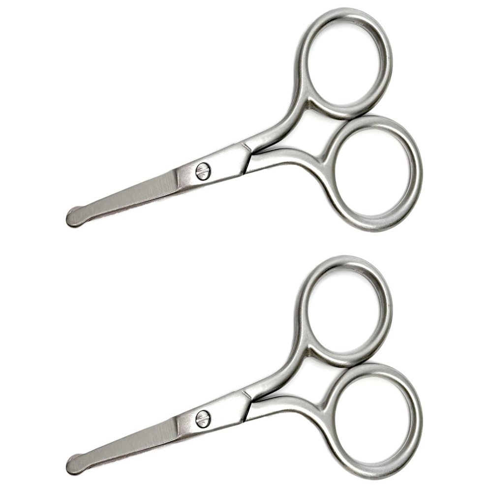 Speert SC2041E Manicure Round Tip Scissors 2 Pack Stainless Steel Pedicure Facial Hair Nose Grooming Nails Eyebrow Eyelash